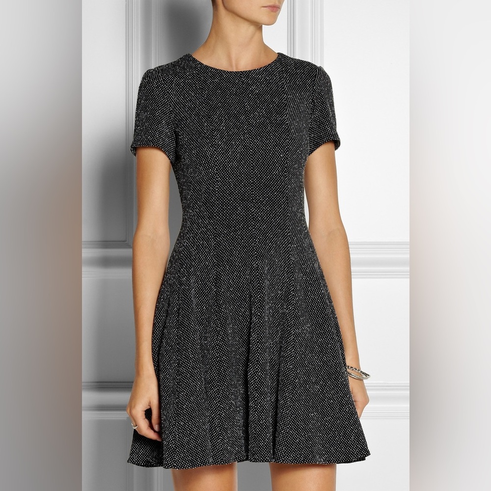 Tibi Birdeye Knit Dress, Black and White multi. Size 0